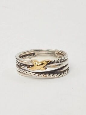 🎀 David Yurman Two-Tone Braided Stack Ring - Sterling Silver & 18k Gold
Size 7